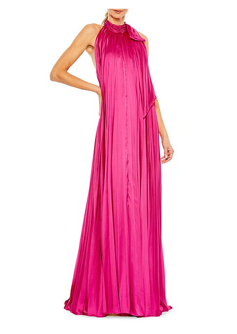Elegant Pleated Bow Gown