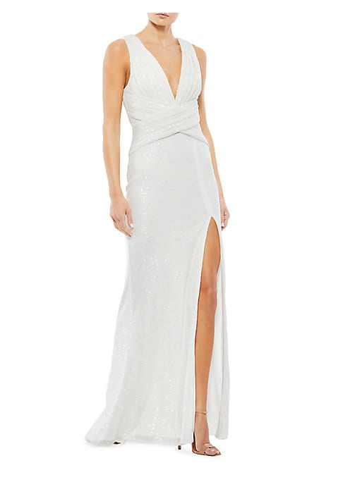 Sparkling V-Neck Sheath Dress