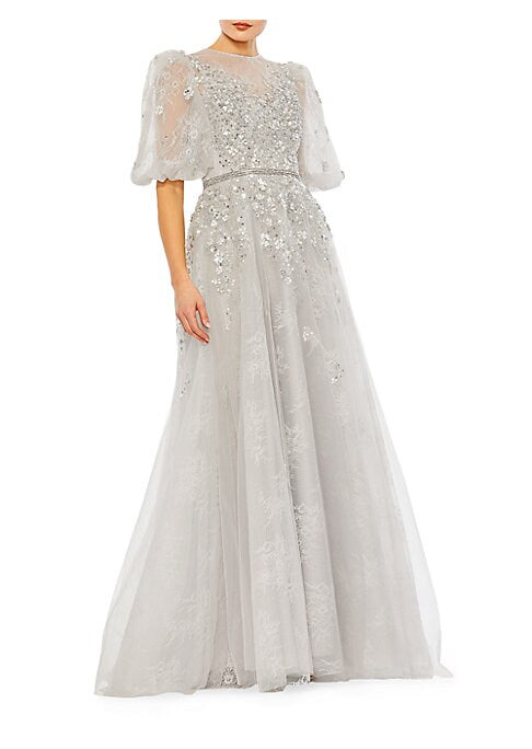 Sparkling Puff-Sleeve Dress