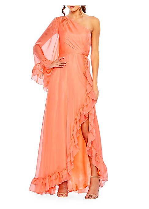 Elegant Asymmetrical Ruffle Gown