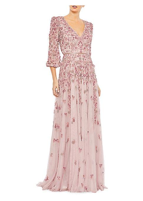 Elegant Floral Bead Gown
