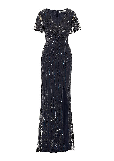 Sequined Slit Evening Dress