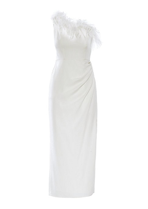 Chic Feathered Asymmetrical Gown
