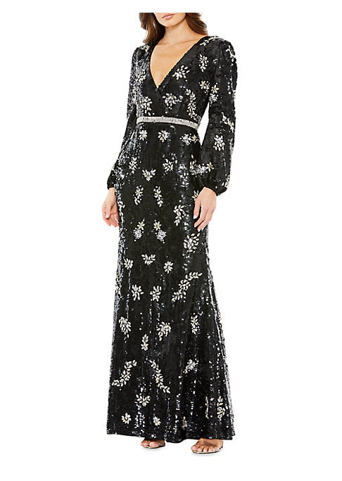 Sparkling Floral Sleeve Gown