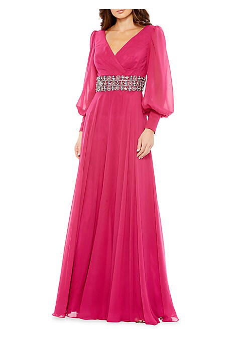 Belted Bishop Sleeve Gown