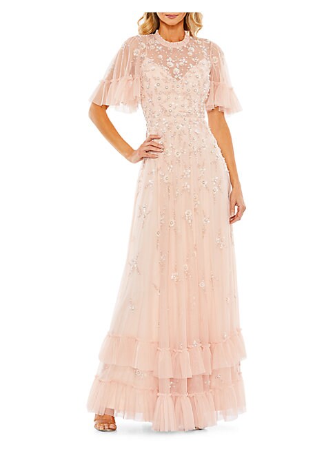 Sequin Floral A-Line Dress