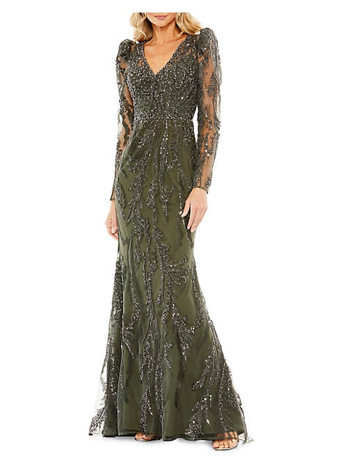 Sparkling V-Neck Glam Gown
