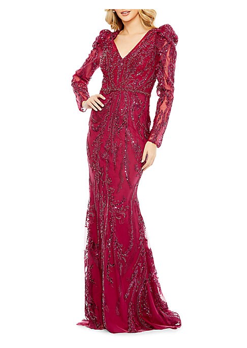 Sparkling Puff-Sleeve Gown