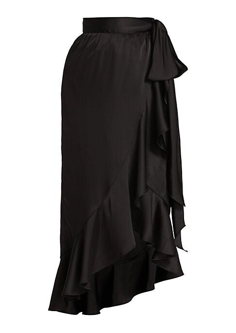 Asymmetric Satin Wrap Skirt