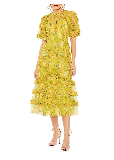 Ruffled Bloom Midi Dress
