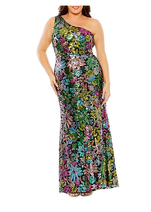Sequined Floral Elegance Gown