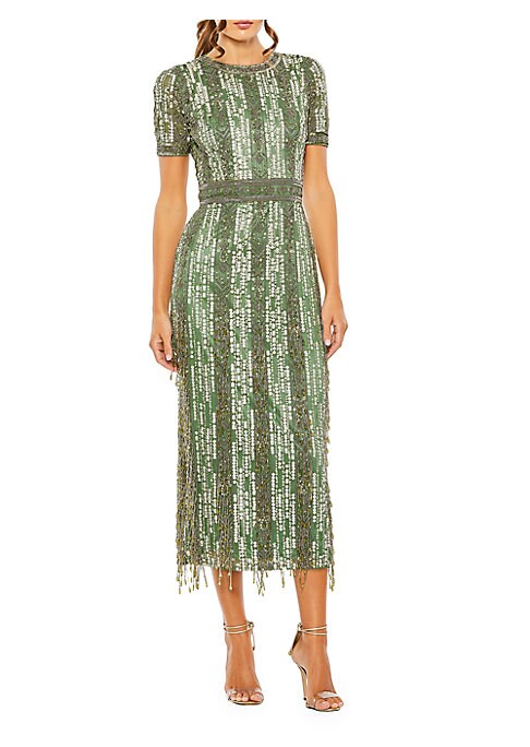 Beaded Geometry Midi-Dress