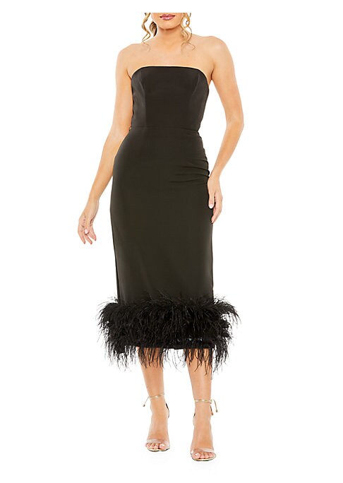 Feathered Elegance Midi Dress