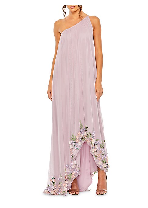 Floral Chiffon One-Shoulder Dress