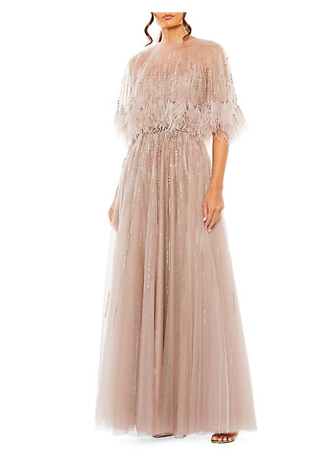 Feathered Glamour Gown