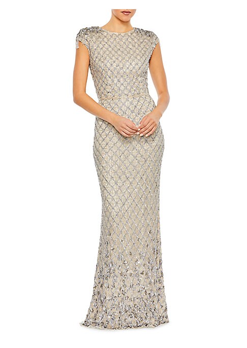 Glittering Fringe Evening Gown