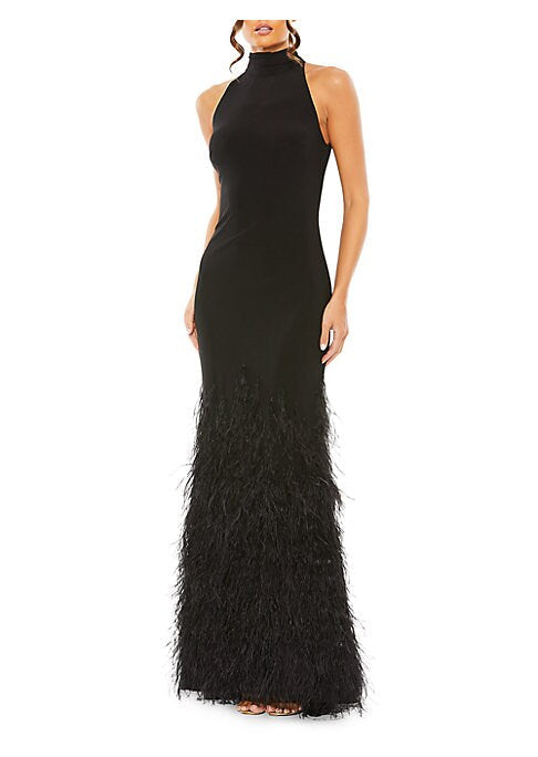 Glam Feather Halter Dress