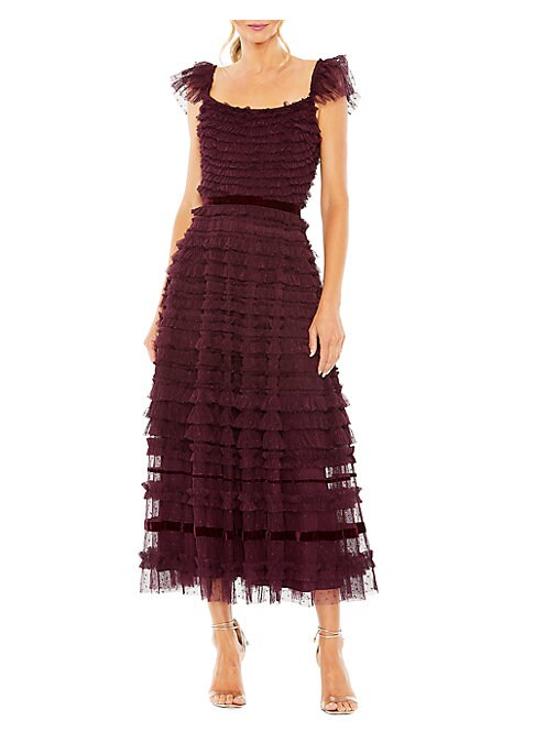 Velvet Tulle Ruffle Dress