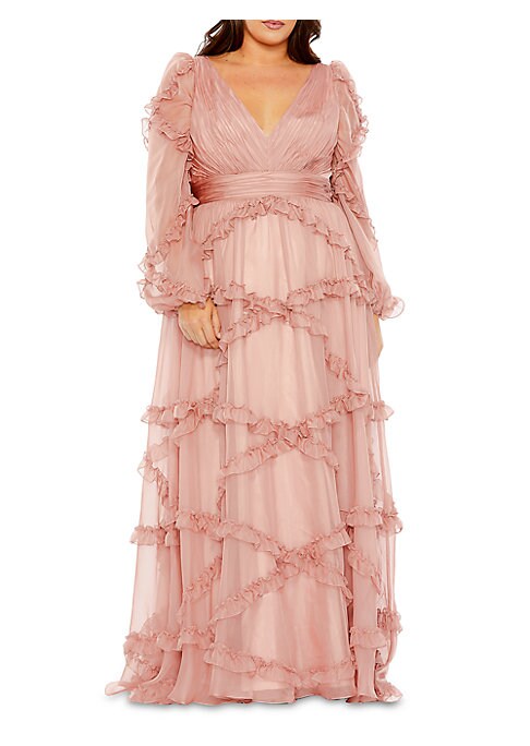 Chic Ruffled Evening Gown