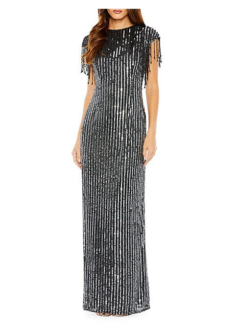 Sequin Stripes Evening Gown