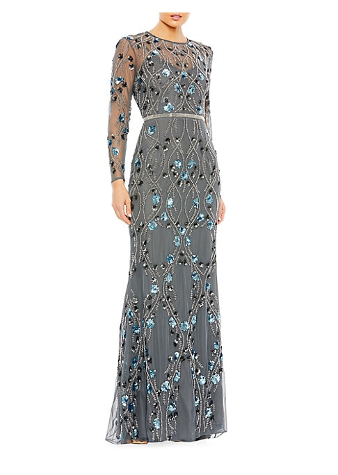 Sequined Floral Elegance Dress