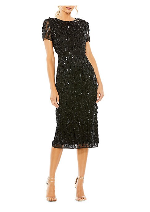 Pearl-Embellished Column Dress
