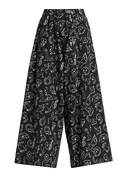 Zodiac Print Cotton Trousers