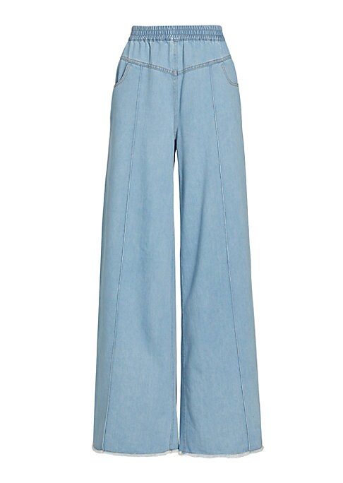 High-Waisted Denim Trousers