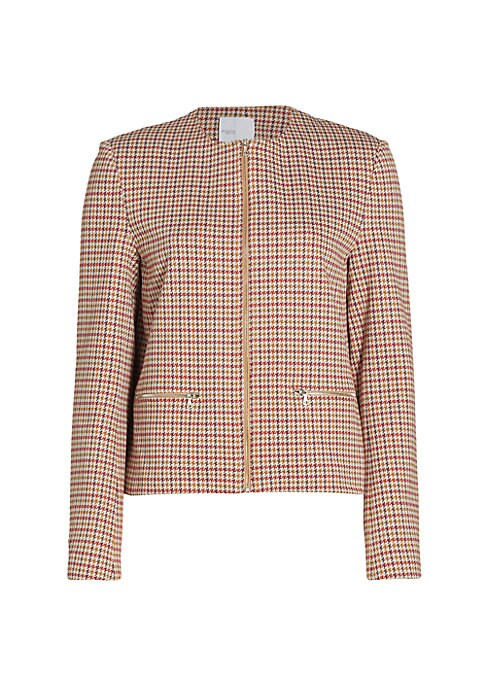 Chic Houndstooth Zip-Up