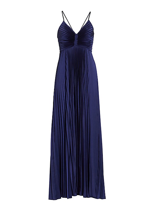 Elegant Pleated V-Gown