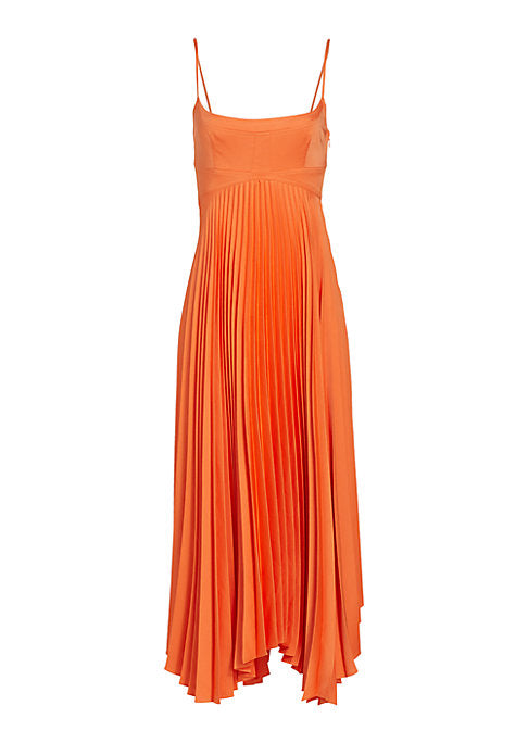 Pleated High-Low Dress