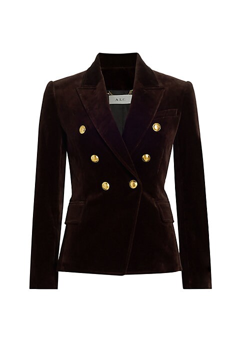 Velvet Double-Breasted Blazer