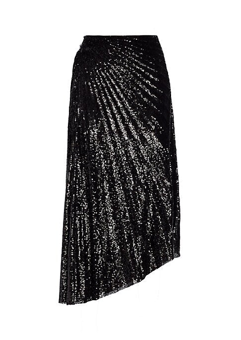 Asymmetric Shimmer Midi Skirt