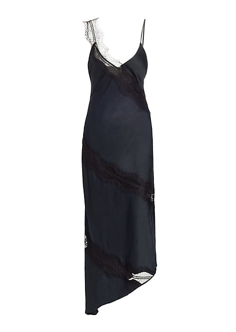 Lace-Embellished Satin Dress