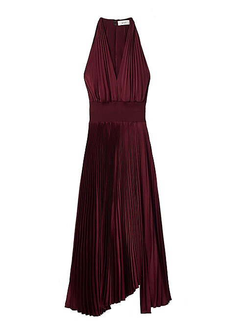 Satin Pleat Halter Dress