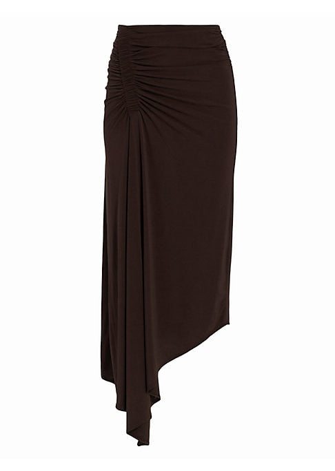 Draped Asymmetric Midi Skirt