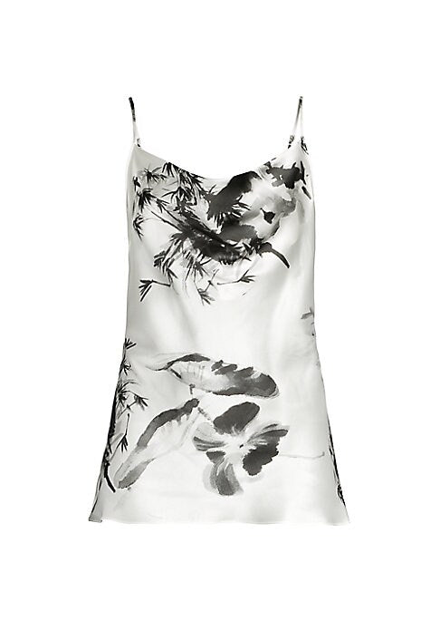 Silk Floral Cowl Tank