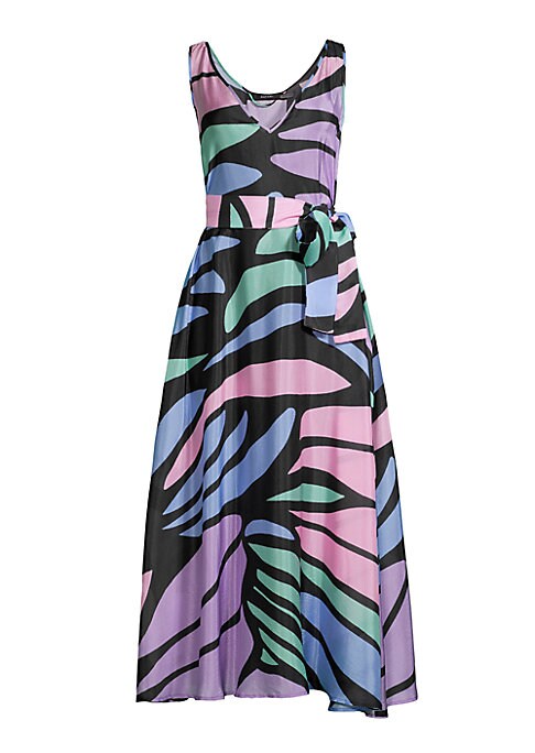 Silk Colorblock Midi Dress