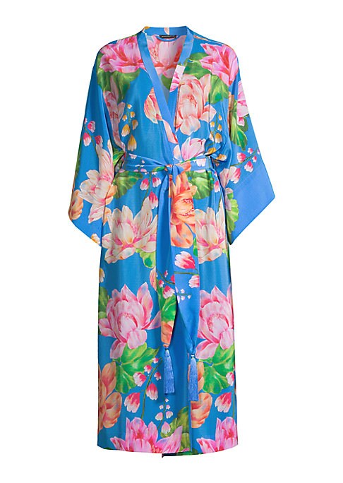 Silk Floral Wrap Robe