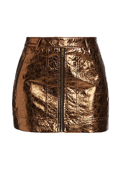 Metallic Zip Miniskirt