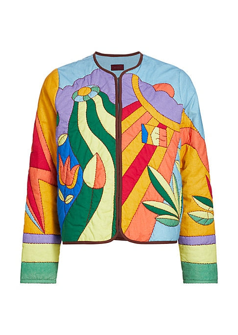 Retro Colorblock Quilted Coat