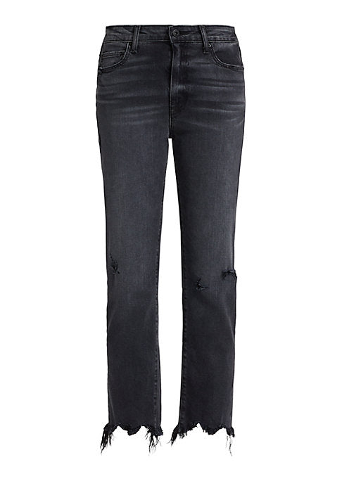 Distressed High-Rise Straight Jeans