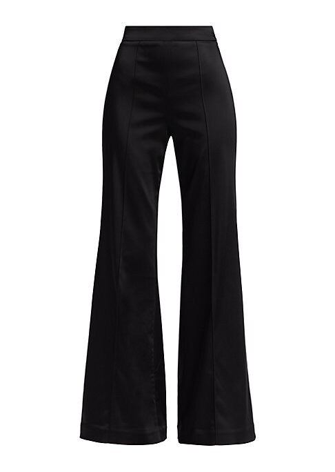 Lustrous Satin Boot-Cut Trousers