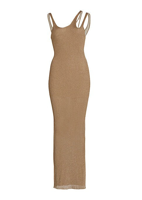Metallic Cut-Out Midi Dress
