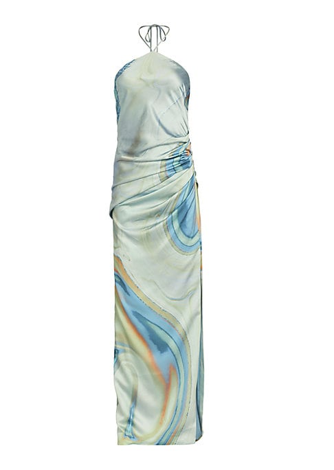 Silken Multicolor Halter Gown