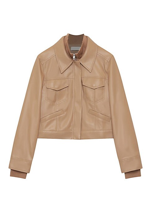 Cropped Faux Leather Jacket