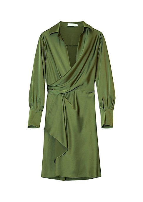 Elegant Satin Surplice Dress
