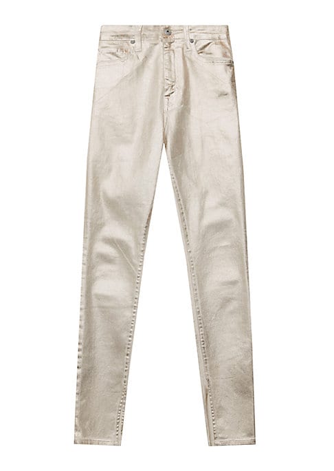 Metallic High-Rise Skinny Jeans