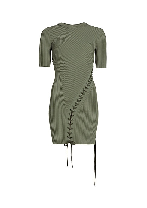 Lace-Up Ribbed Dress