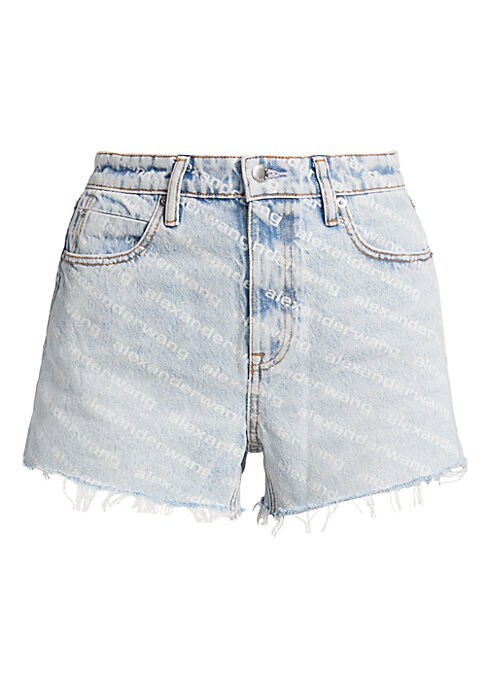 Frayed Logo Denim Shorts